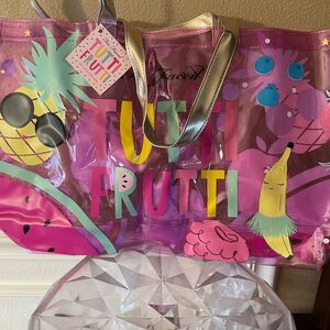 Two Faced Tutti Fruitty Vinyl Colorful Large Tote NWT
